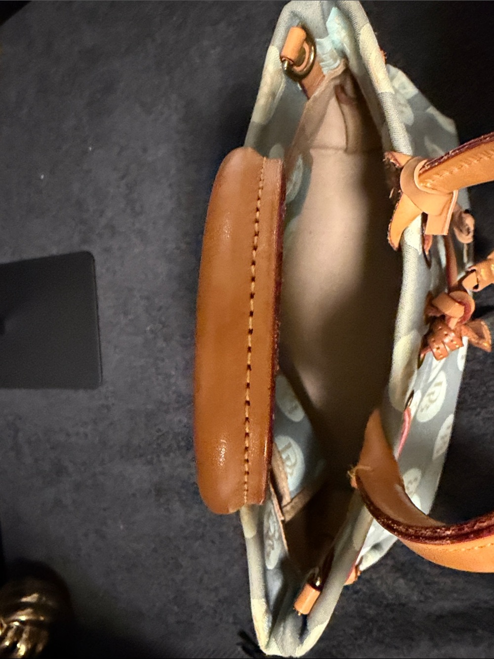 Dooney & Bourke Light Blue Canvas Satchel with Tan Leather Trim - Picture 8 of 8